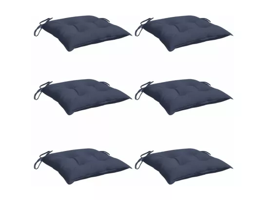 Coussins de chaise lot de 6 bleu marine 50x50x7 cm tissu oxford