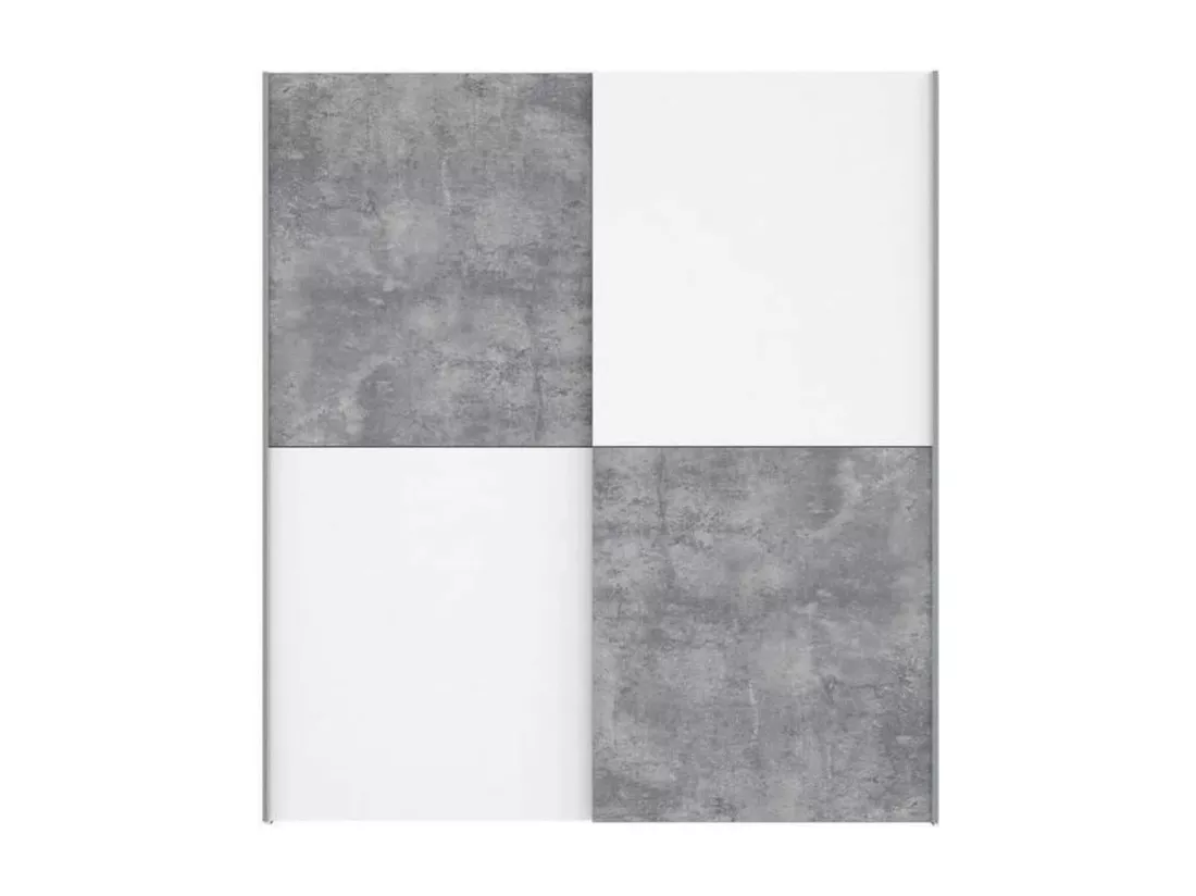 Armoire 2 portes coulissantes - béton gris clair et blanc - 170.3 cm