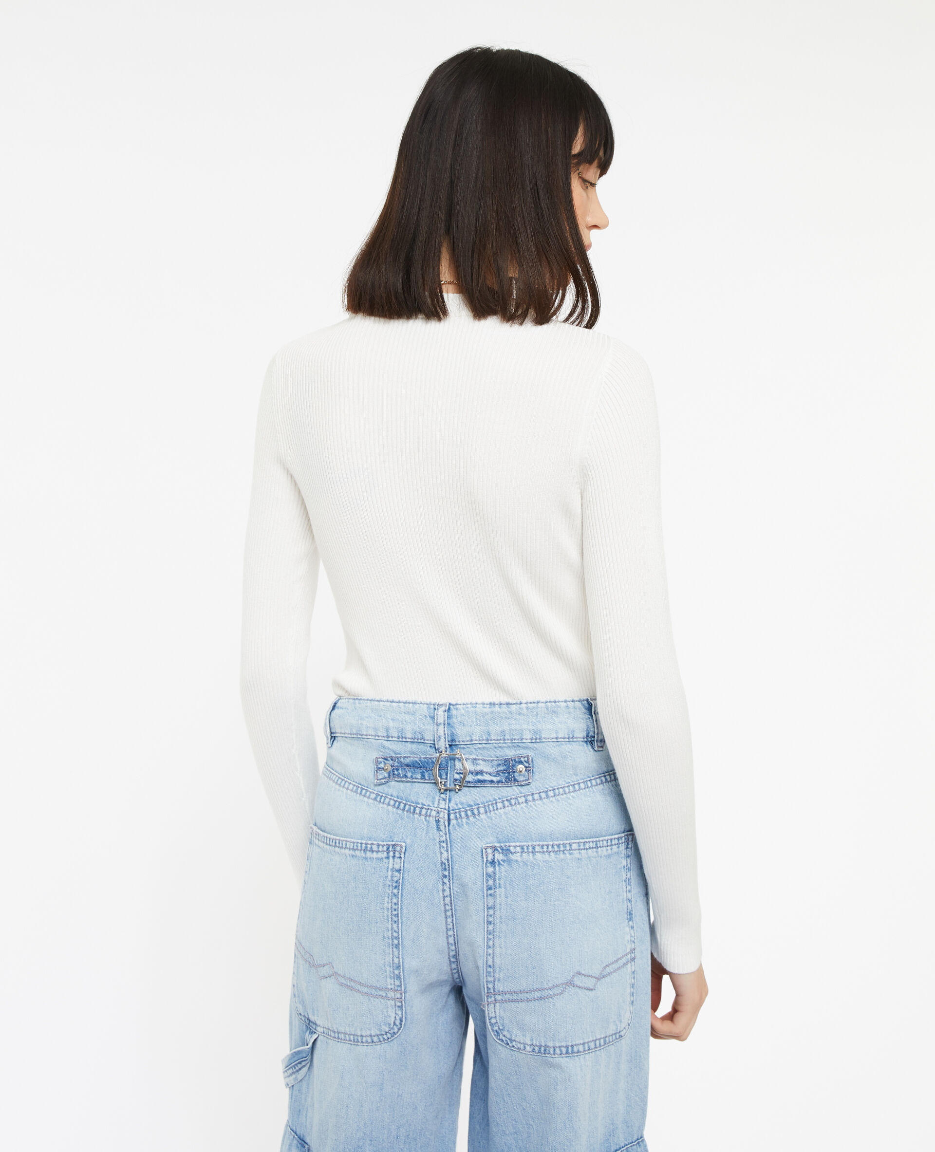 Pull en maille col rond - Blanc