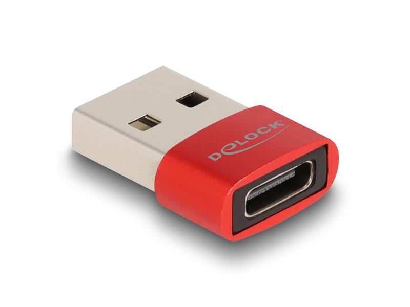 Delock USB 2.0 Adapter USB-A Stecker - USB-C Buchse Delock USB 2.0 Adapter USB Typ-A Stecker zu USB Type-C Buchse rot