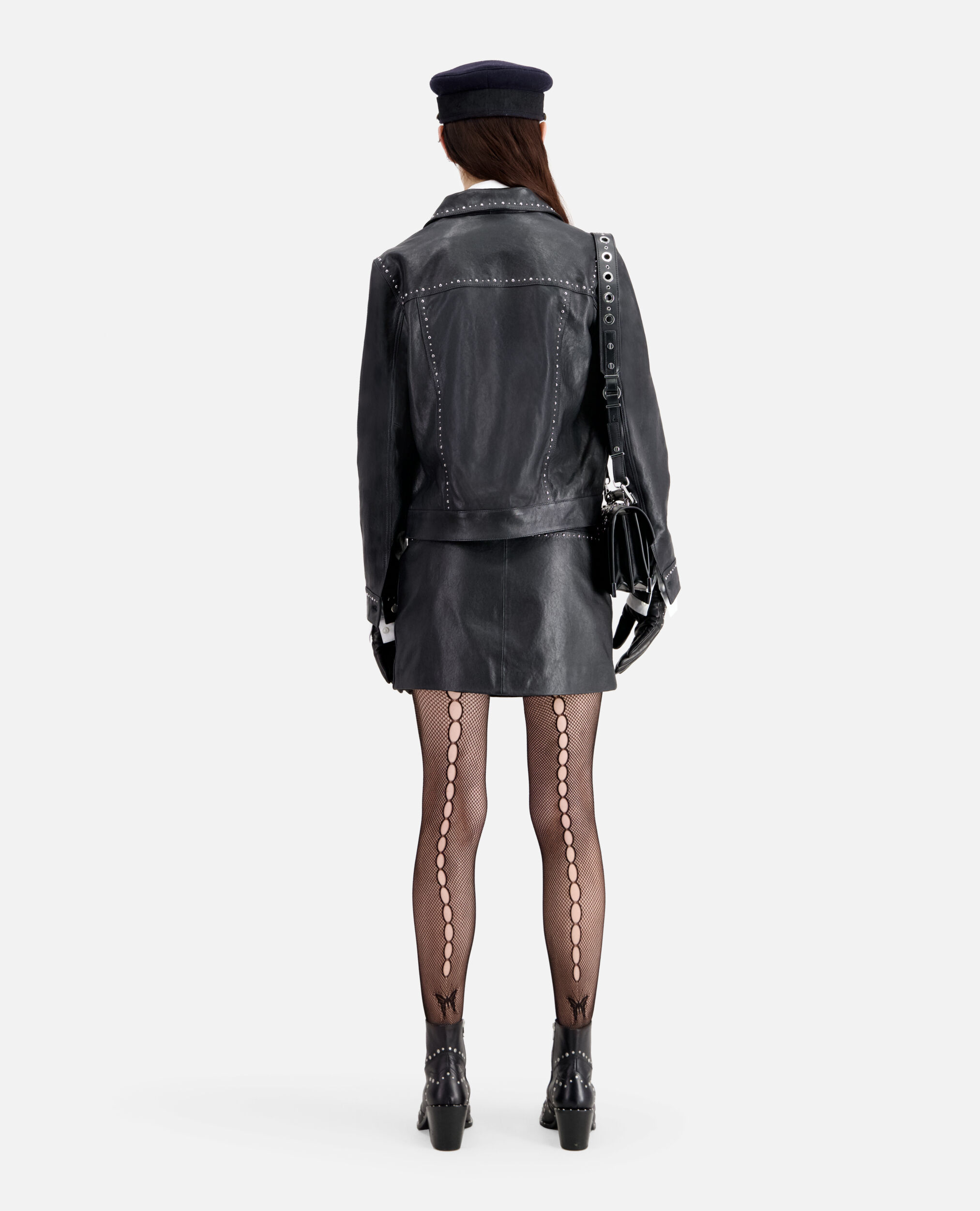 Black leather jacket with studs