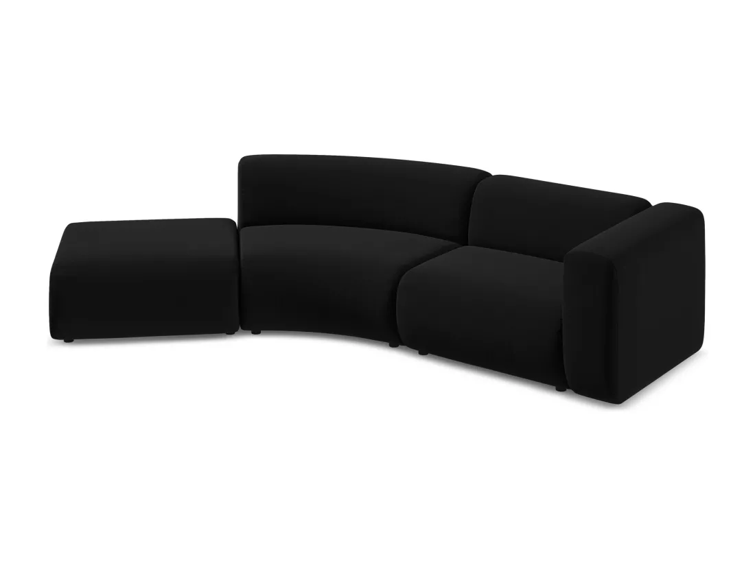 Canapé modulable 4 places gauche en velours - noir - EKAHI