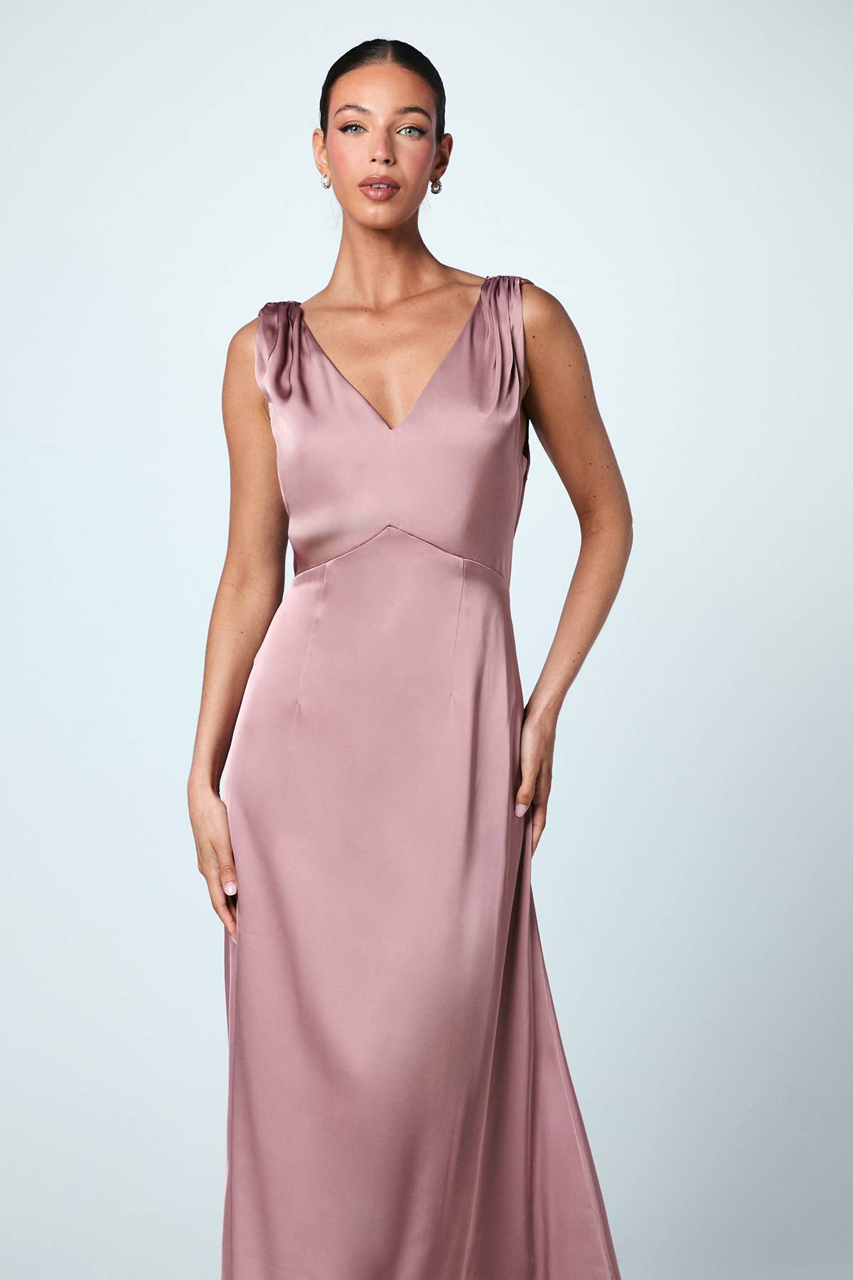 Coast Robe de Demoiselle d'Honneur en Satin à Col en V