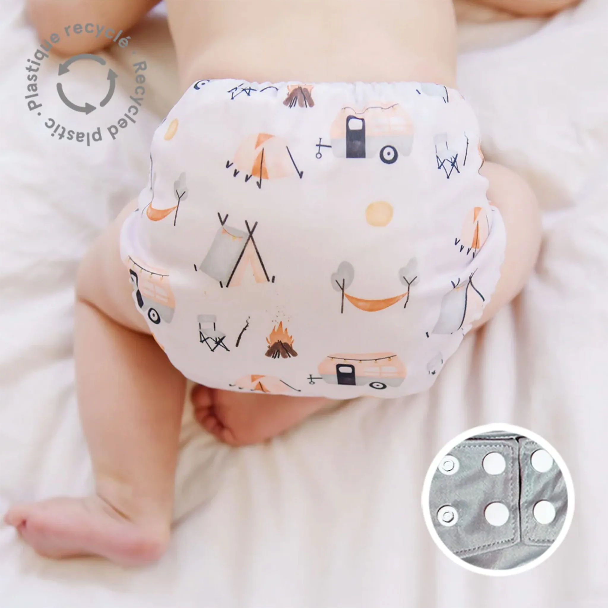 La Petite Ourse Couche Lavable 10-35lb - Petit Campeur (LPO x Karine Pothier)