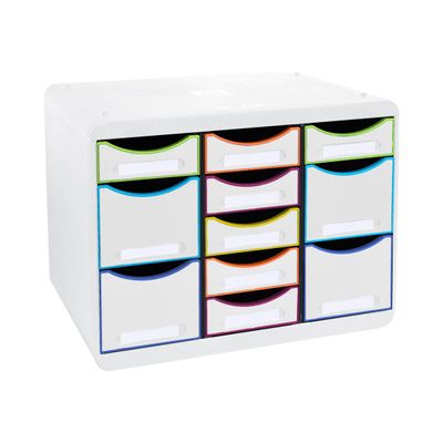 Exacompta Black Office - Module de classement 11 tiroirs - blanc/arlequin