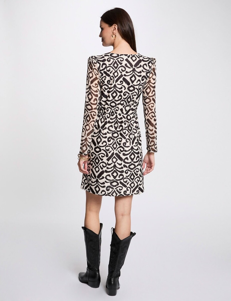 MORGAN<br>Vestido midi trapezoidal estampado