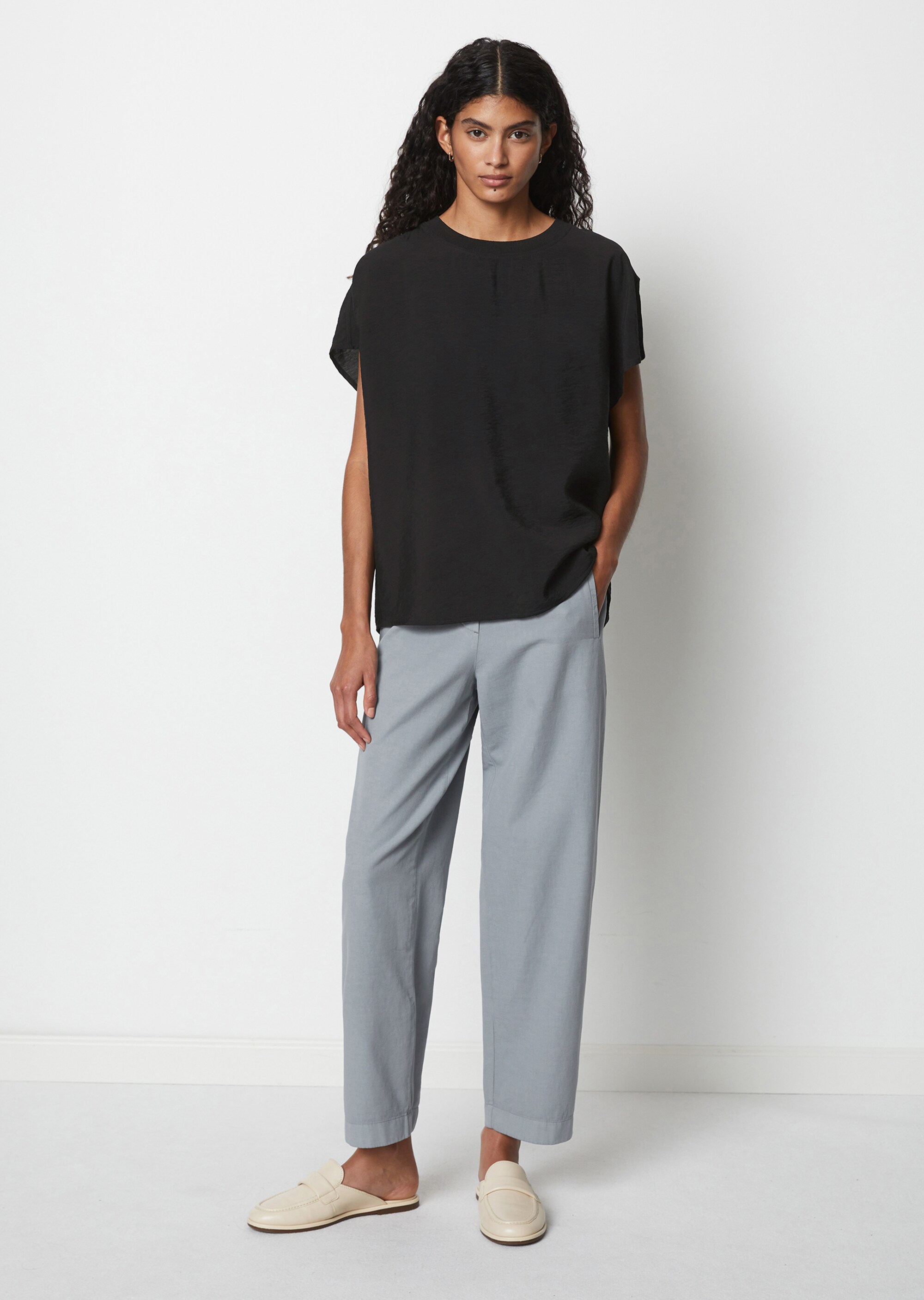Blusenshirt regularaus Viskose-Mix-Crinkle
