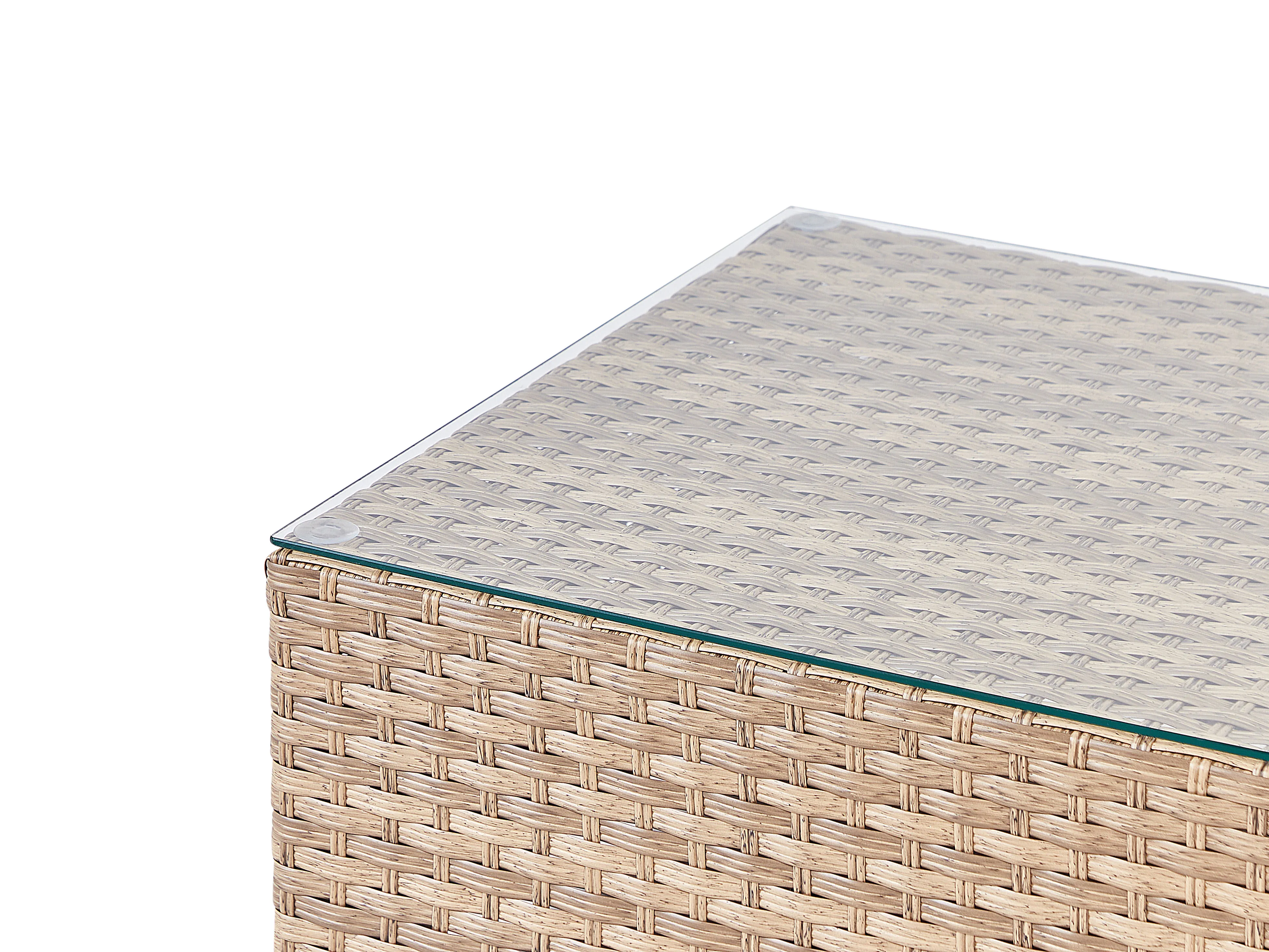 Tuin hoekloungeset met tafel 4-zits AVOLA linkszijdig PE rotan Gebroken wit