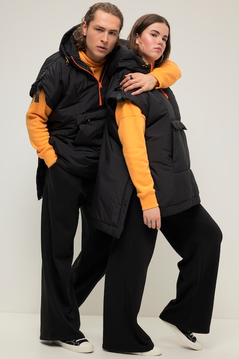 Poncho-Weste, Kapuze, Color-Zipper, Kängurutasche, Unisex