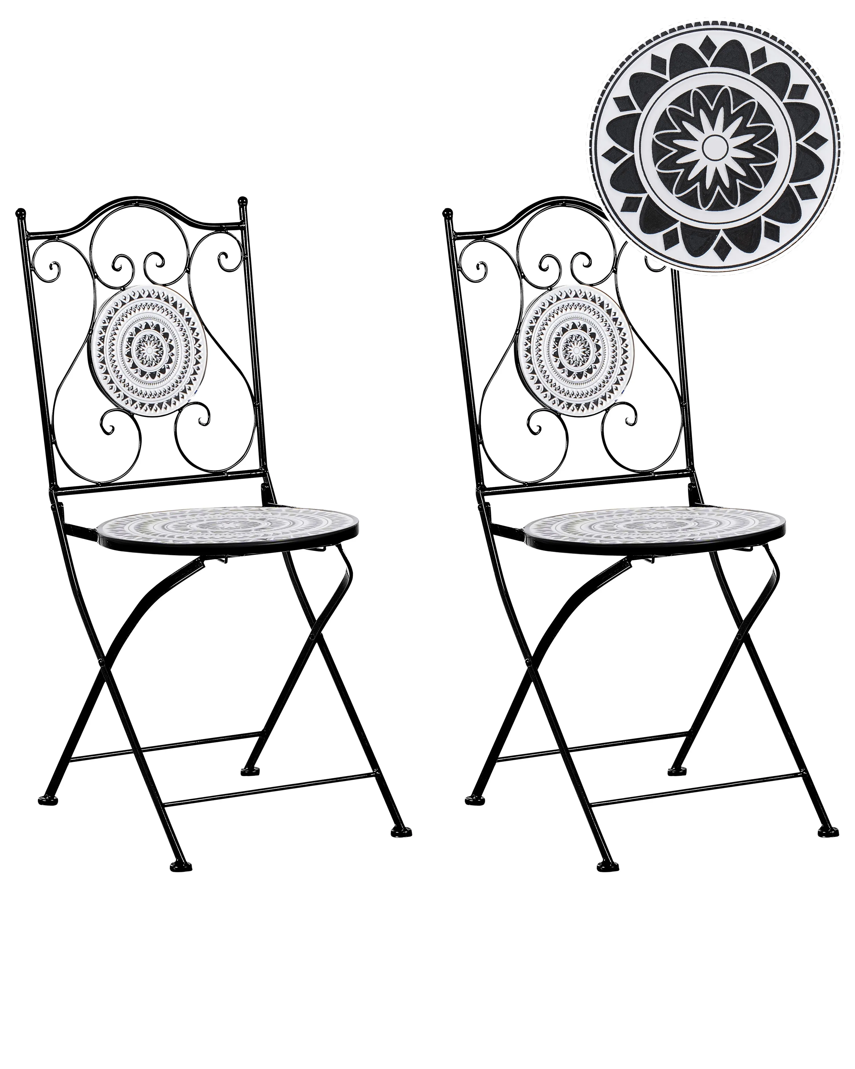 Set van 2 tuinstoelen COMISO inklapbaar Metaal Zwart/wit