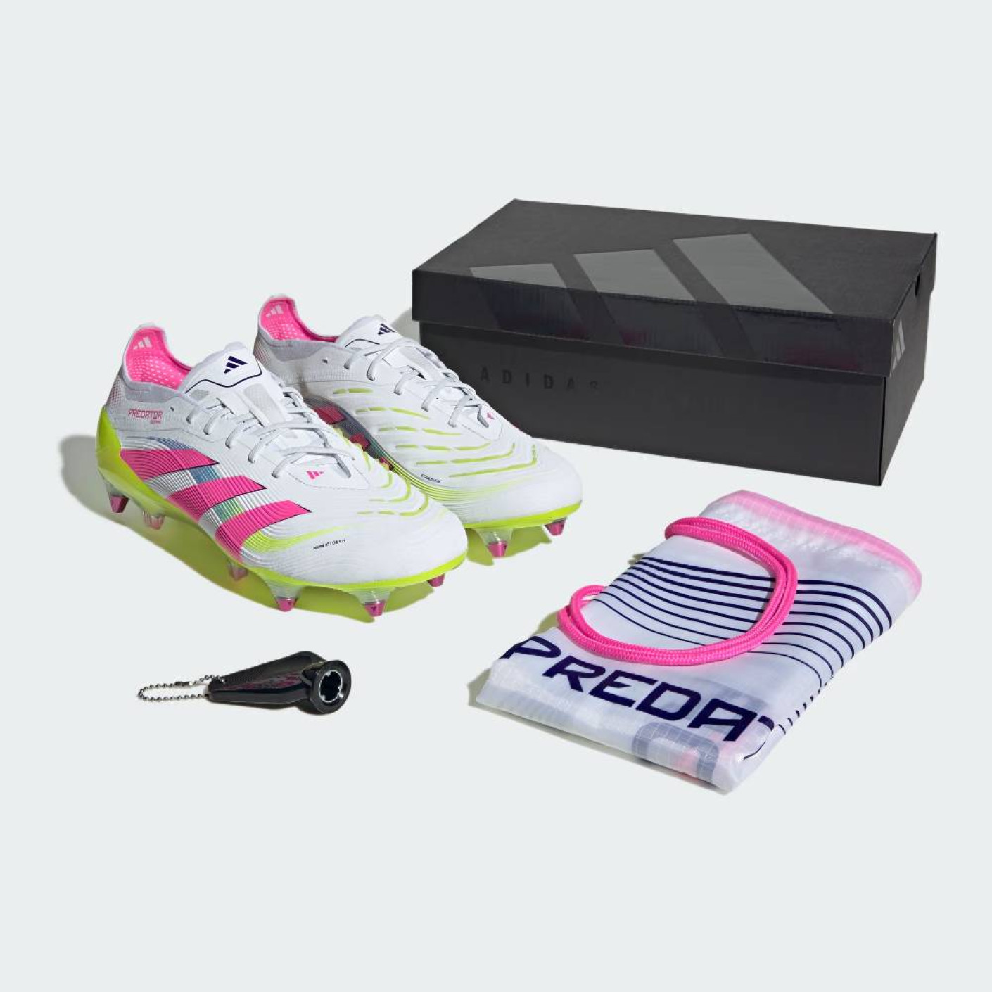 Adidas Predator Elite IJzeren-Nop Voetbalschoenen (SG) Wit Roze Neongeel