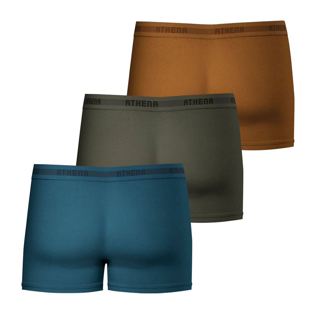 ATHENA<br>Conjunto de 3 cuecas boxer confortáveis em algodão elástico
