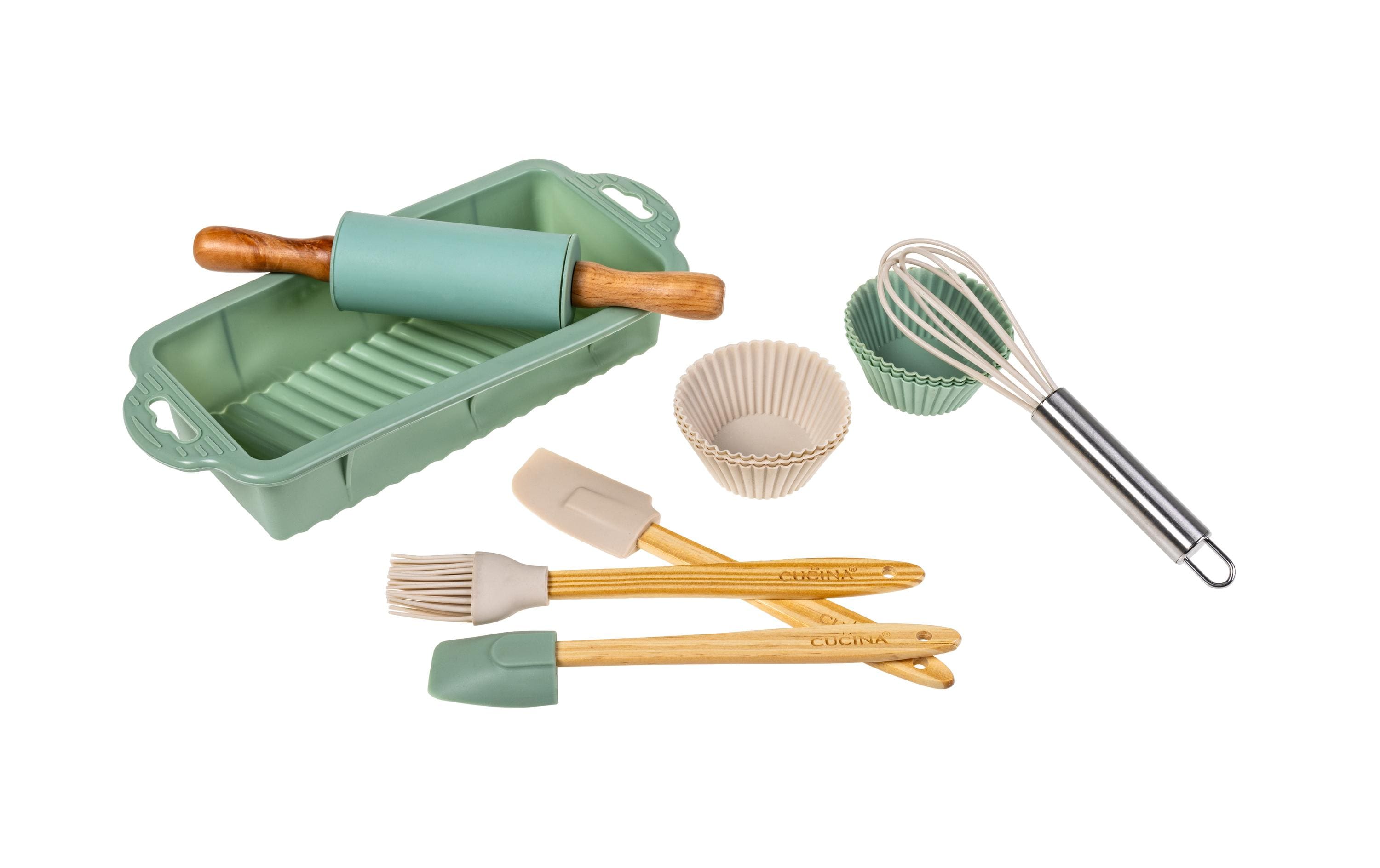 Backformen-Set für Kinder, 12-teilig, Grün/GrauBackutensilien für die Kleinen