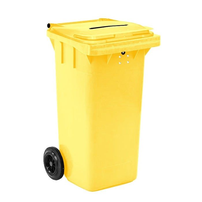 Minicontainer 120 liter geel met papiergleuf en slot - Vertrouwelijk papier (6151801168100)