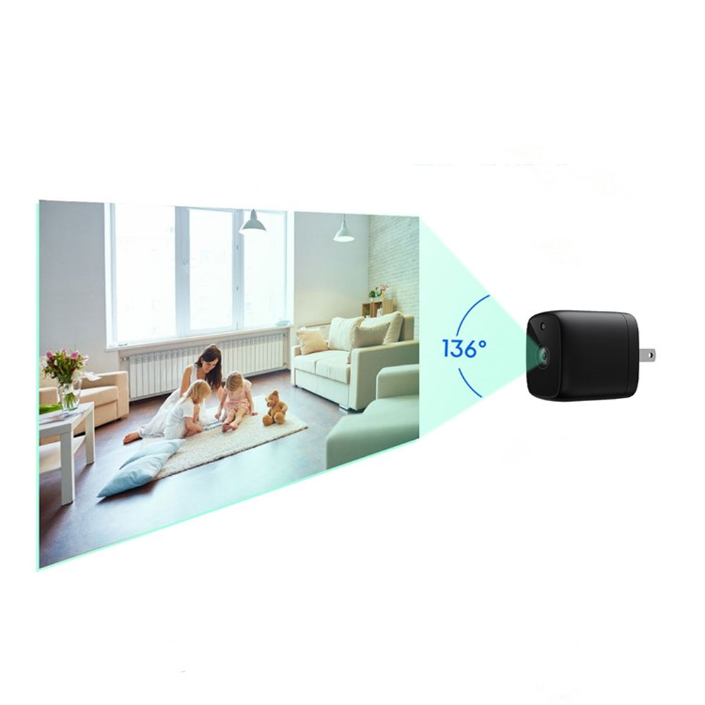 Netzteil mit integrierter Mini WiFi IP Kamera Full HD 1080p   Nachtsichtfunktion / Micro SD Kartenslot (iOS/Android) - Schwarz