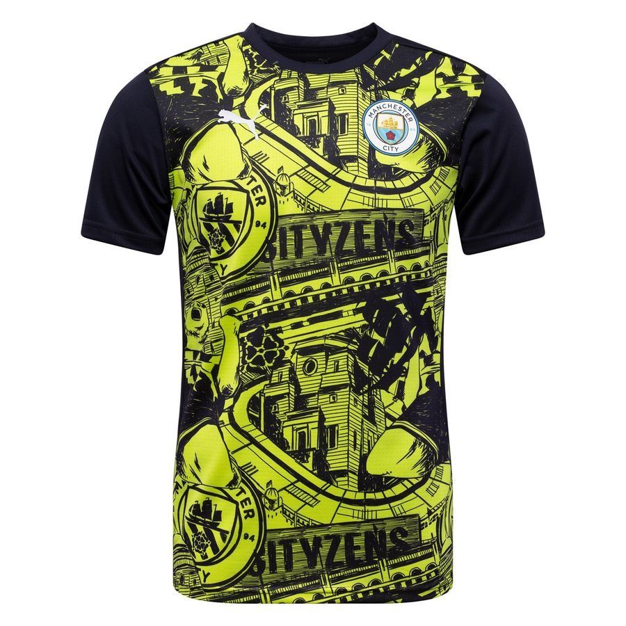 Manchester City T-shirt d'Entraînement Avant-Match - Jaune fluo/Magic Blue
