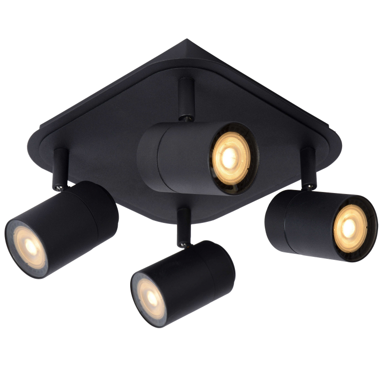 Lucide Lennert 4 spot LED badkamer IP44 zwart
