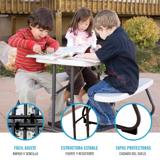 Mesa Plegable Picnic Ultrarresistente Infantil 82,5 X 90 X 53,5 Cm Uv100 Lifetime