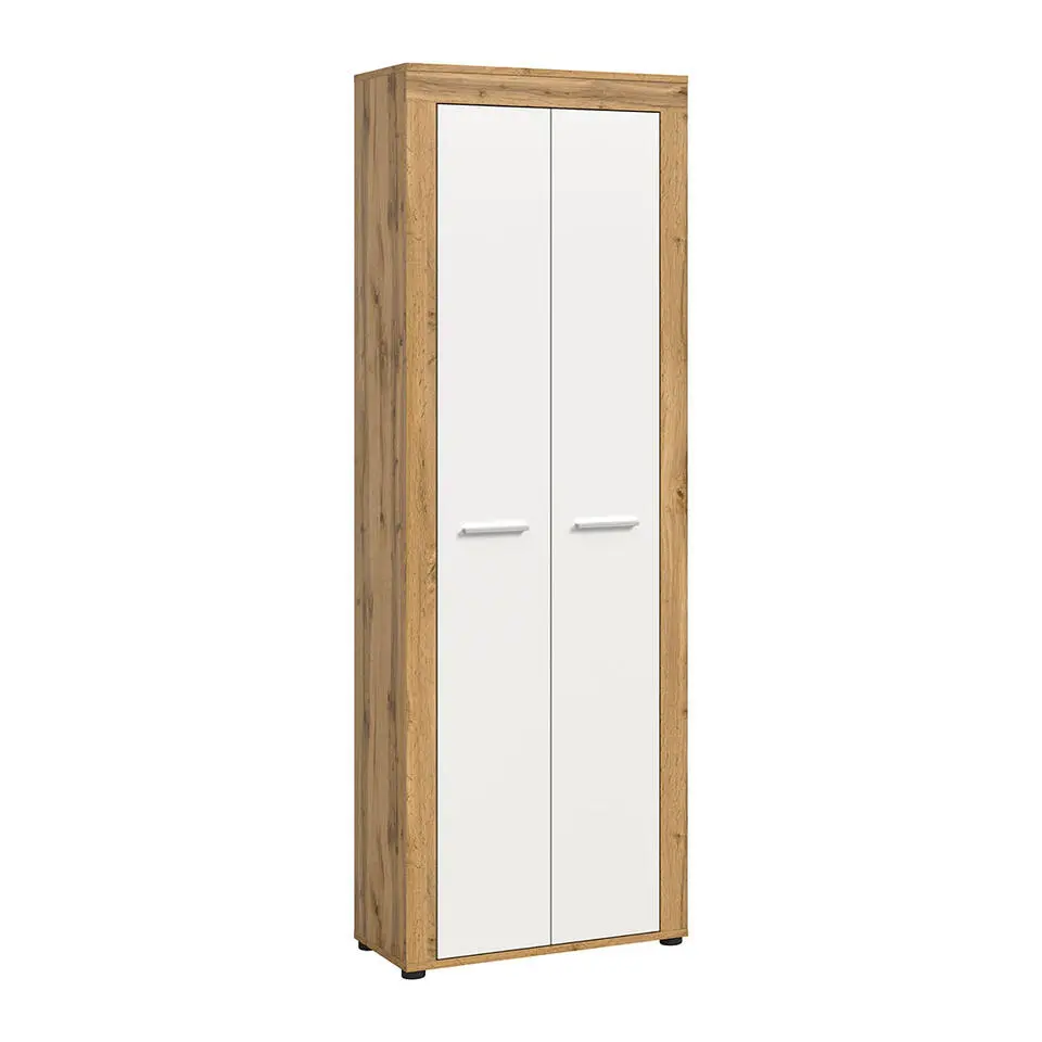 Hioshop Jam schoenenkast 2 deuren wit- eik decor