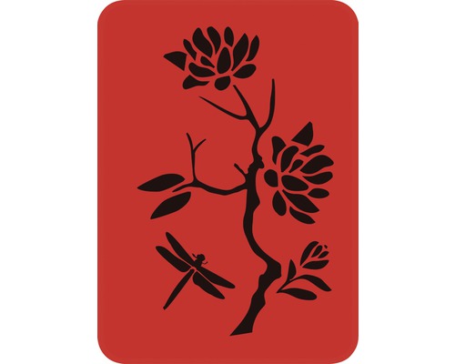 Decoratieve sjabloon tak en libel 14 x 20,5 cm