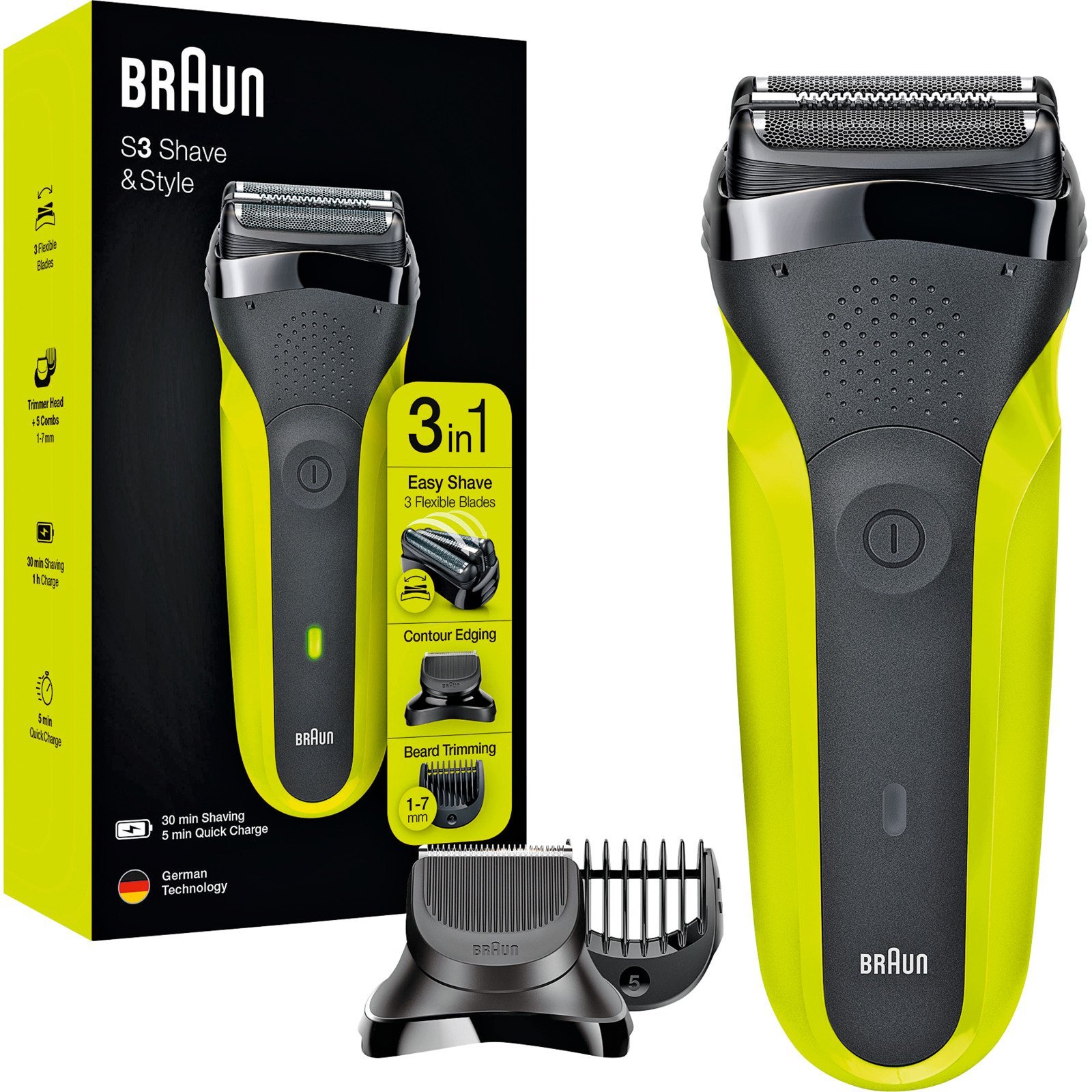 Braun Rasierer Series 3 300BT schw/Grün