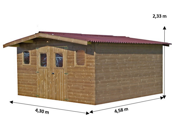 Abri de jardin Habrita Thermabri en bois coloris naturel ép.28 mm surface extérieure 19,70 m²