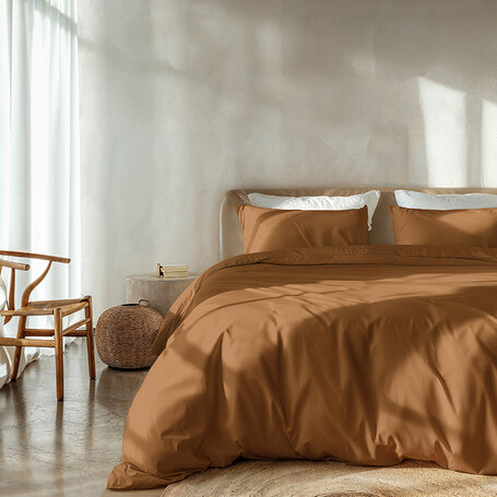 Dekbedovertrek Luna  Uni - Bruin - Maat 200 x 220