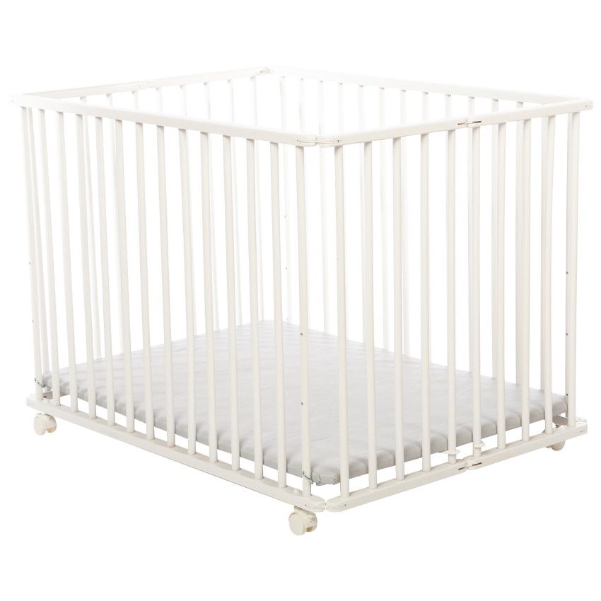 Parc pliable en bois Pocket - Blanc - Ecru