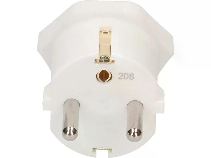 Max Hauri Fixadapter Schuko auf T13, Weiss Übergangsstecker zur Nutzung von 3-poligen Geräten mit Schweizer-Stecker in Ländern mit Schuko-Steckern