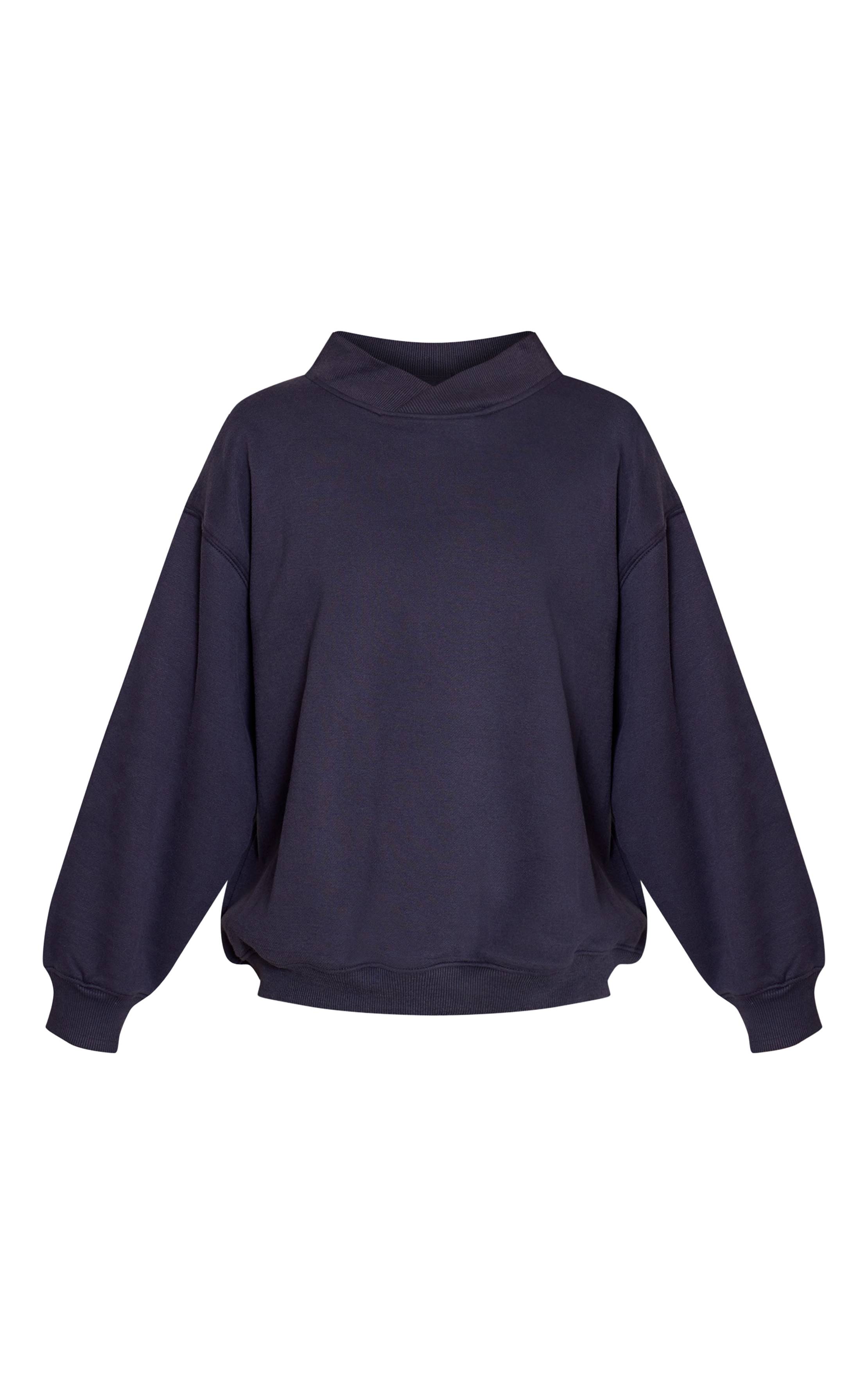 Bleu Marine Sweat-shirt À Encolure Croisée