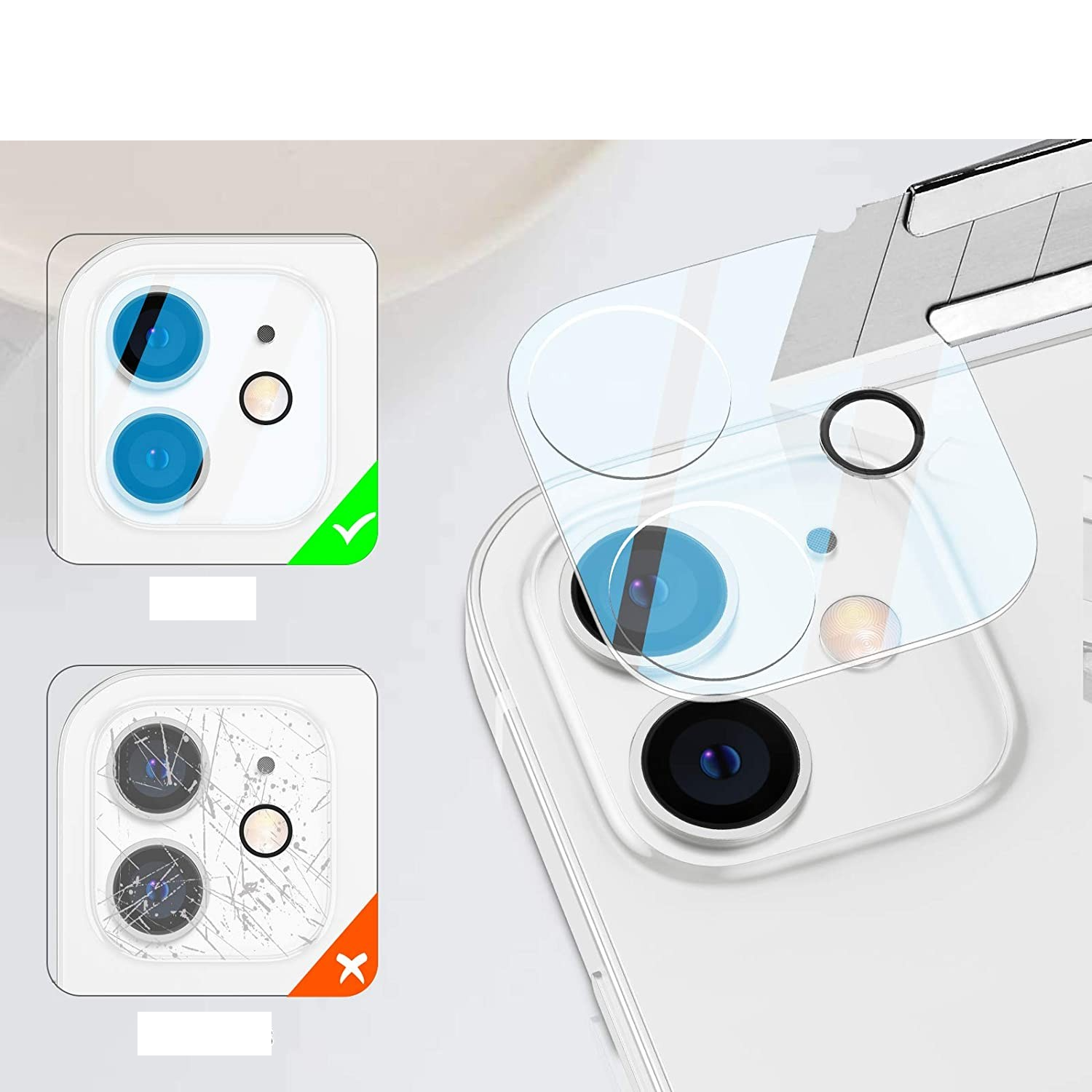 (2er Set) iPhone 12 Kamera Objektiv Protector Panzer Glas Case Friendly - Transparent