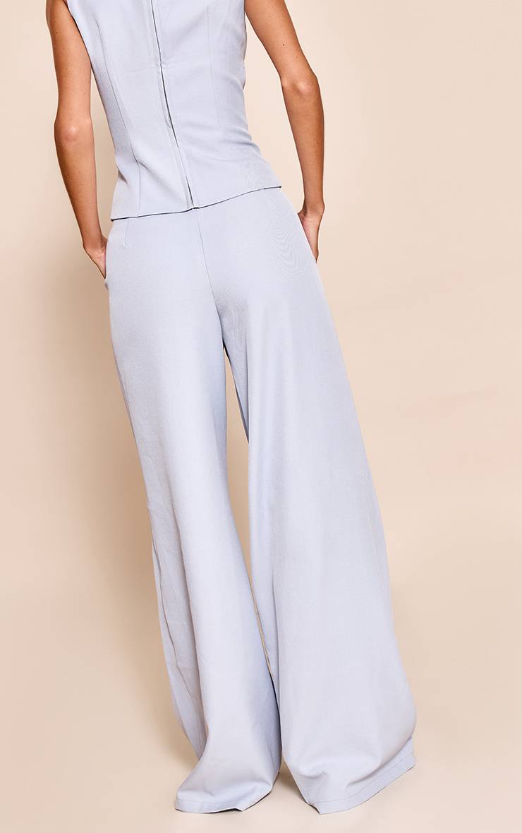 Bleu Pâle Pantalon Large Tailleur En Tissu Tissé