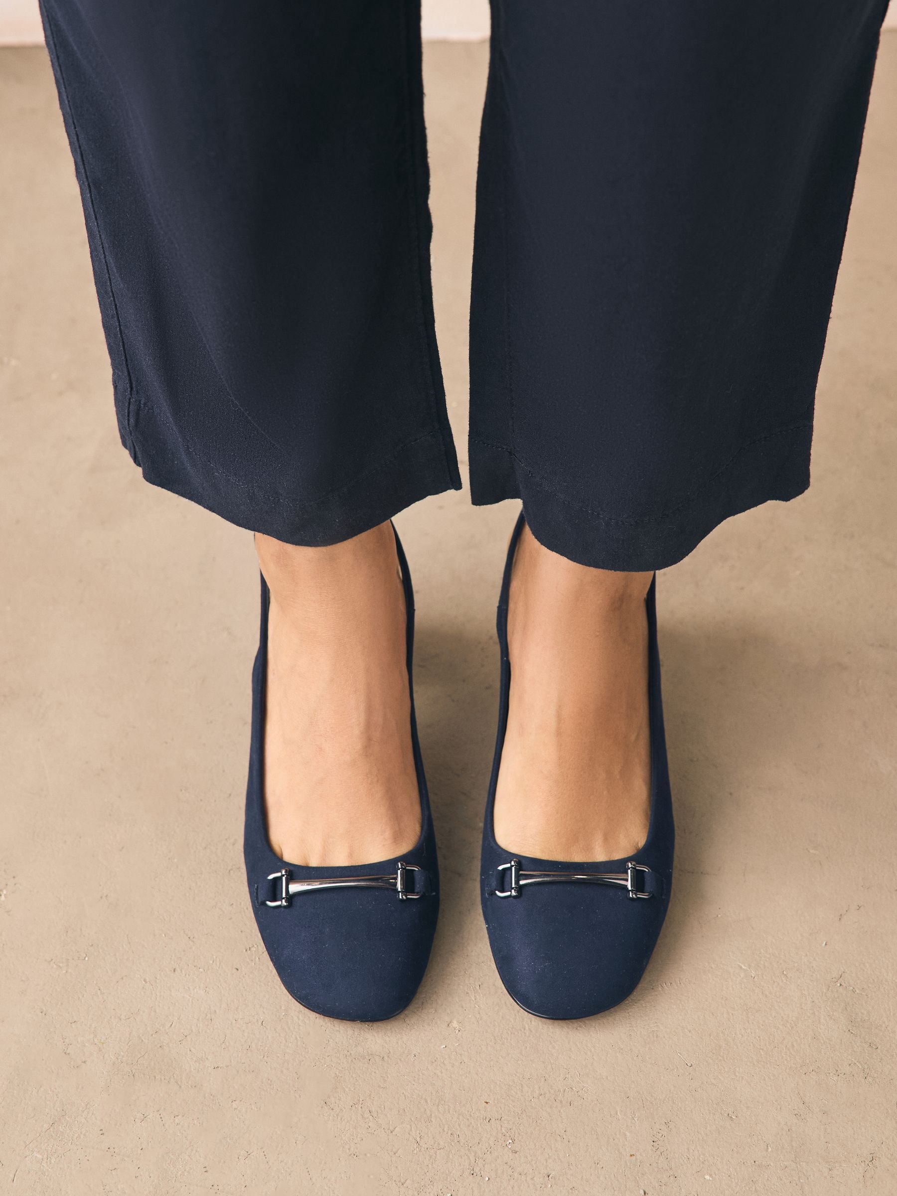 Marineblauw - Hardware Slingback Block Heels