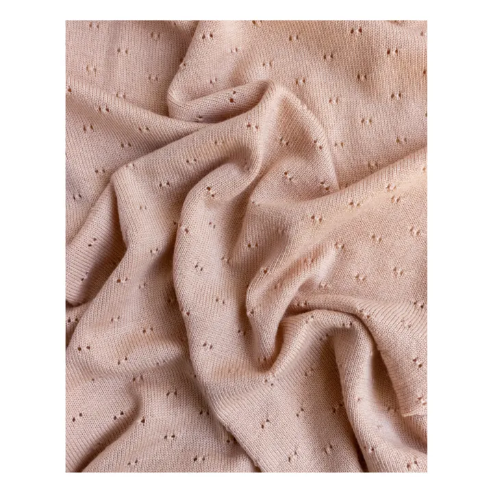 Hvid Couverture Bibi Pointelle Laine Mérinos | Rose pâle