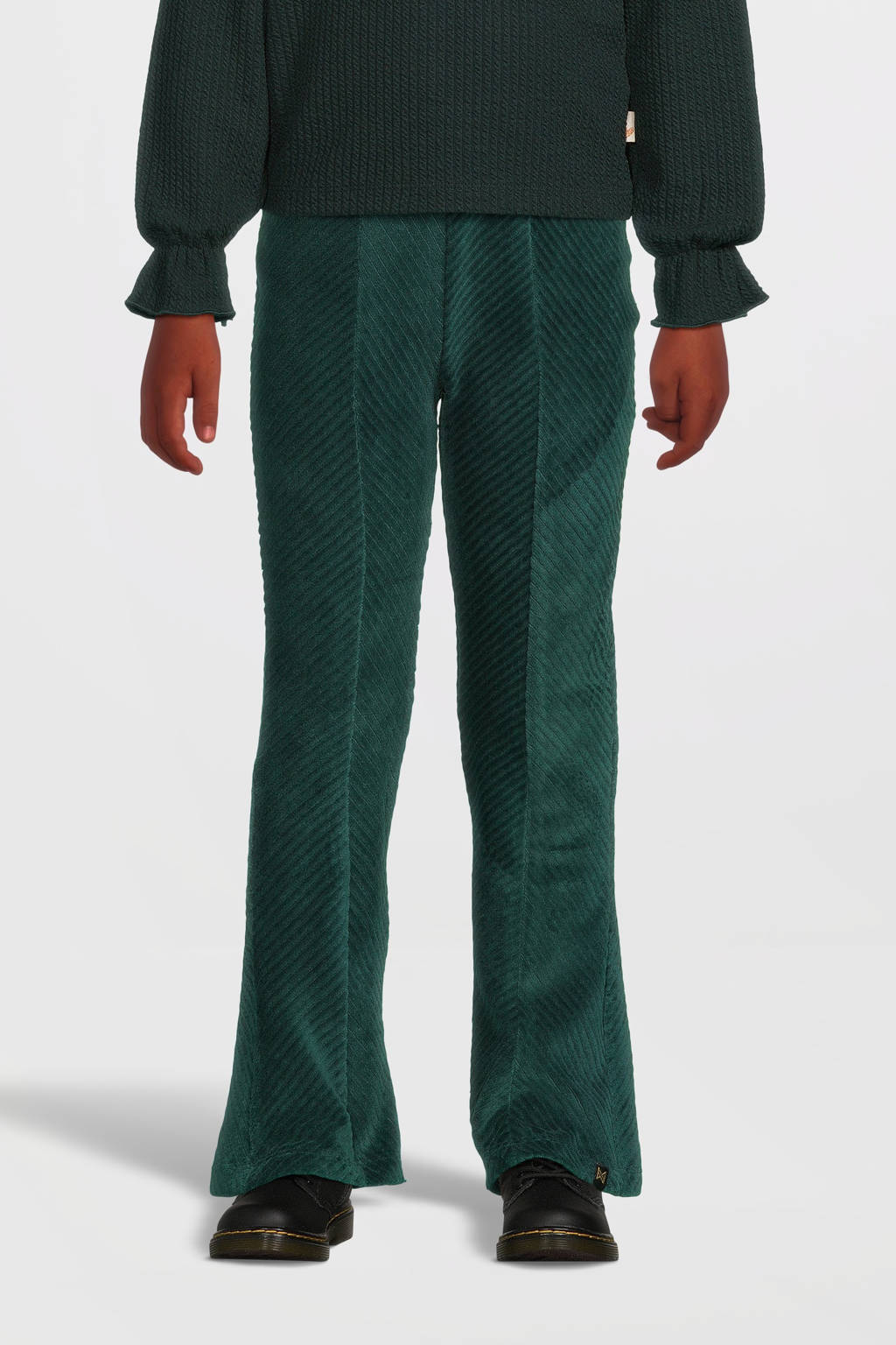Koko Noko high waist flared broek donkergroen