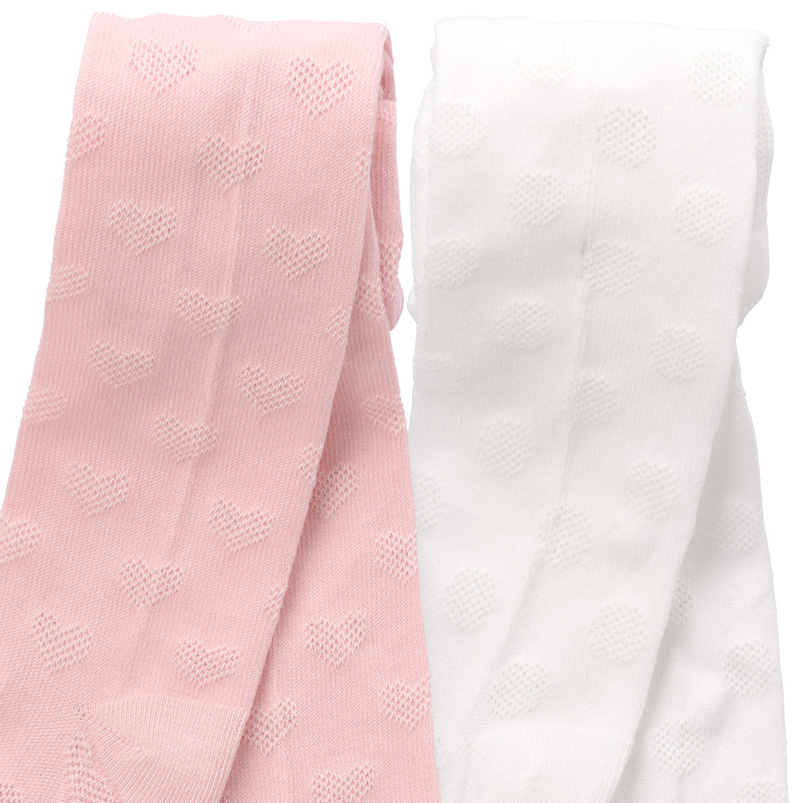 Topomini 2 Baby Strumpfhosen mit Ajour-Muster weiss / rosa