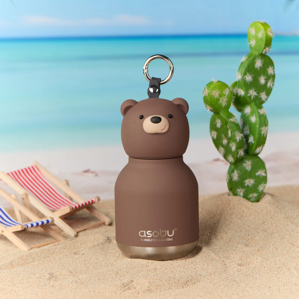 Asobu Asobu Rvs drinkfles Mini Bestie Brown bear - 260 ml