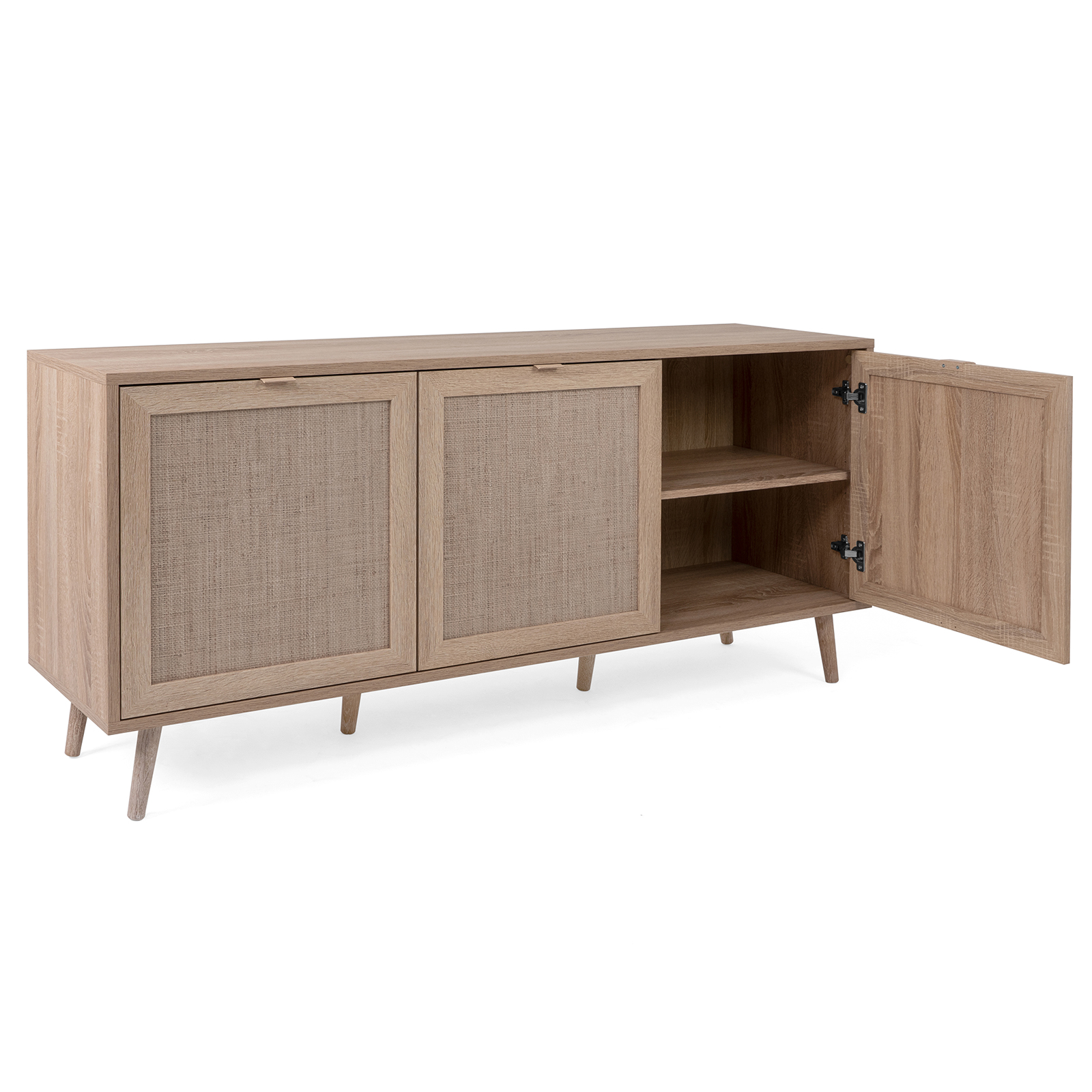 Sideboard BALI - Sonoma Eiche-Rafia geflecht - 150 cm breit