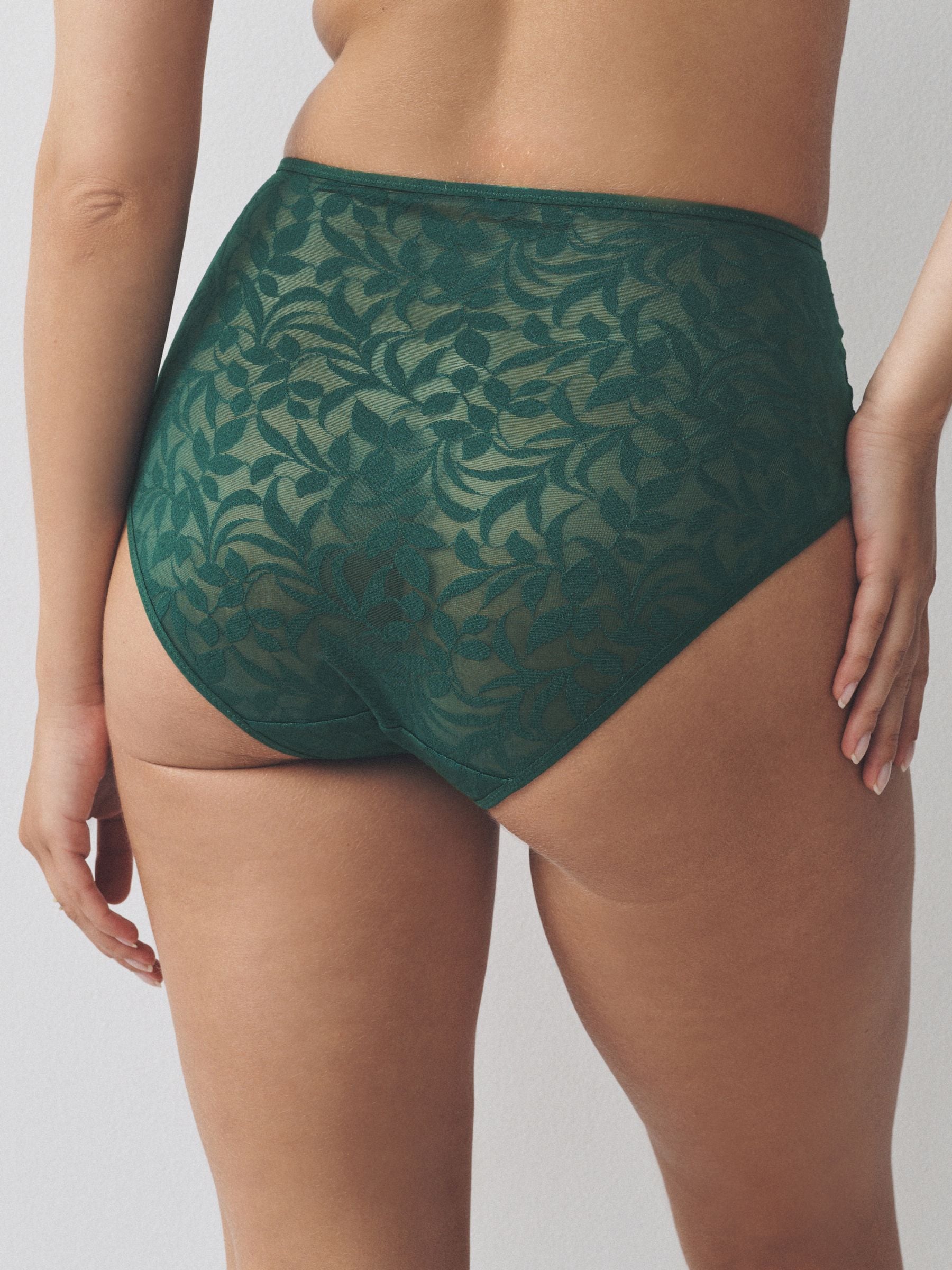 Groen/ecru - Lace Midi Knickers 2 Pack