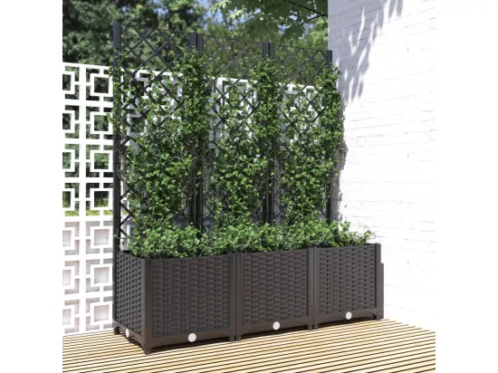 Jardinière avec treillis Noir 120x40x136 cm PP