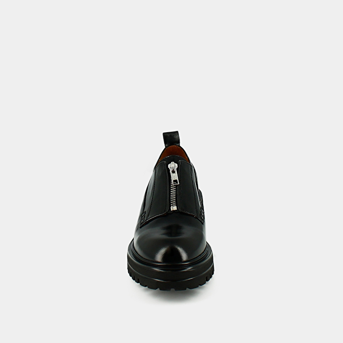 Derbies à fermetures éclairs et semelles crantées  en cuir noir