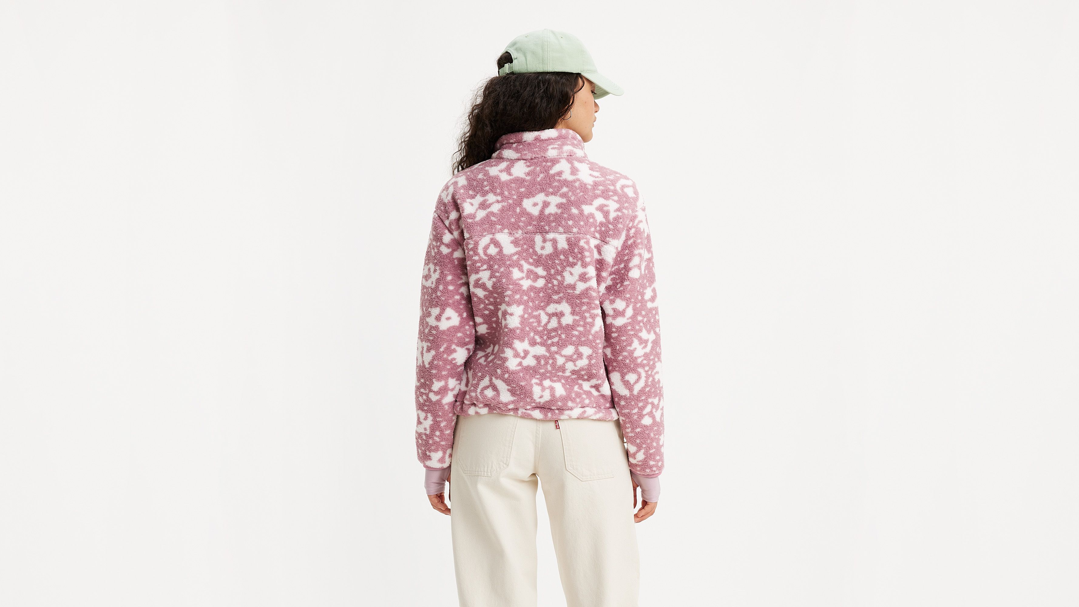 Sweat-shirt sherpa Big Foot 1/4 zip - Jessa Printed Floral Keepsake Lilac - Rose