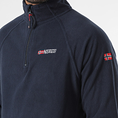 Sweat Col Zippé Polaire Bleu Marine