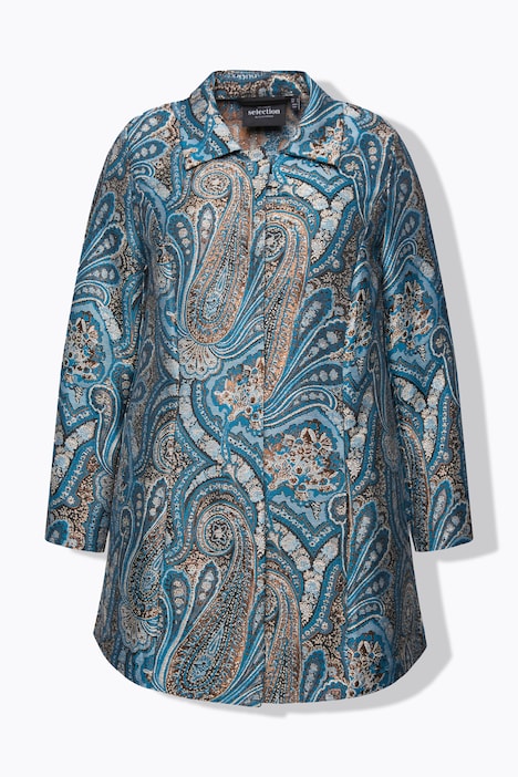 Jacquard-Jacke, Metallic-Effekt, Hemdkragen