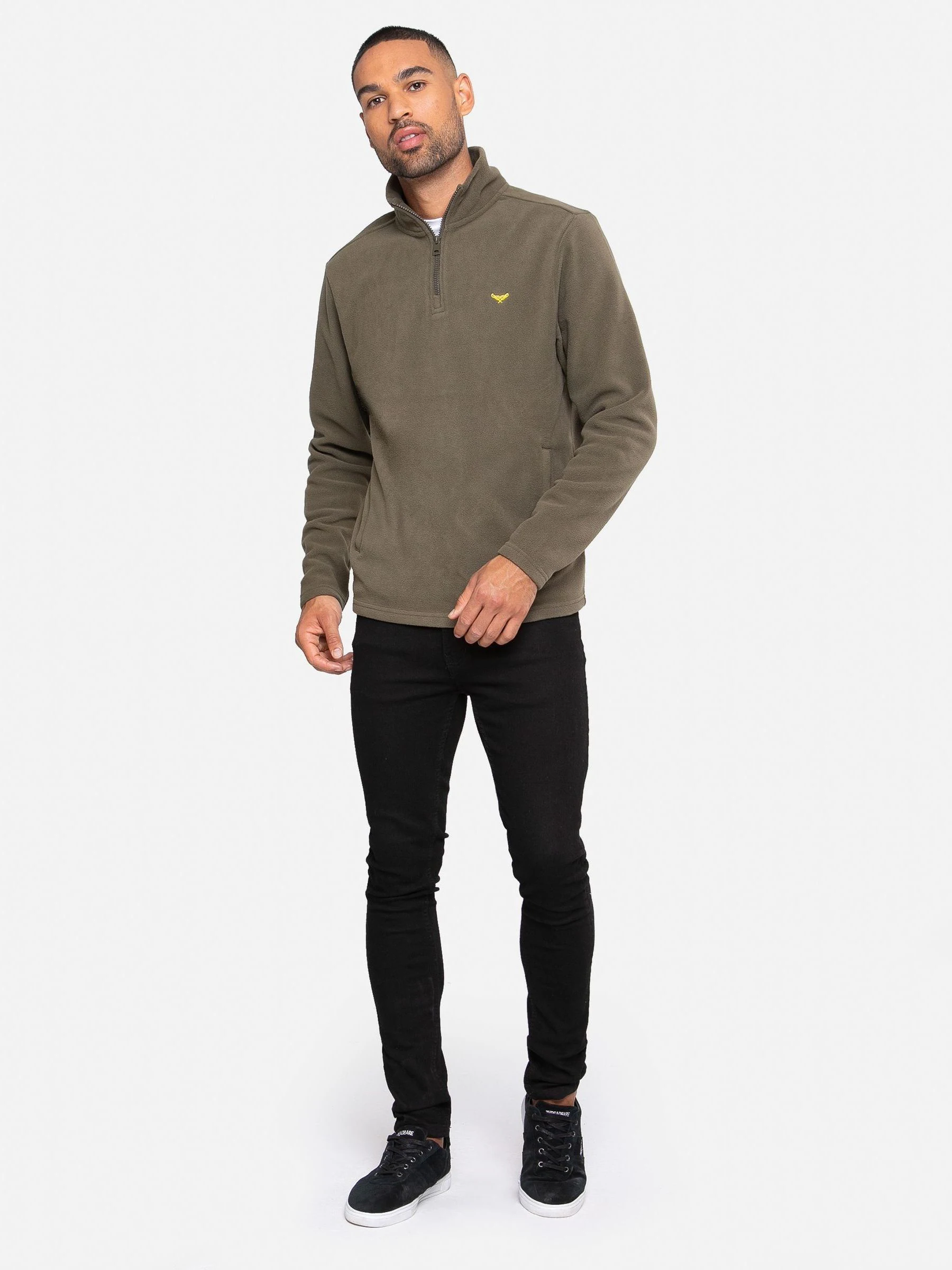 Groen - Threadbare fleece sweatshirt met korte rits