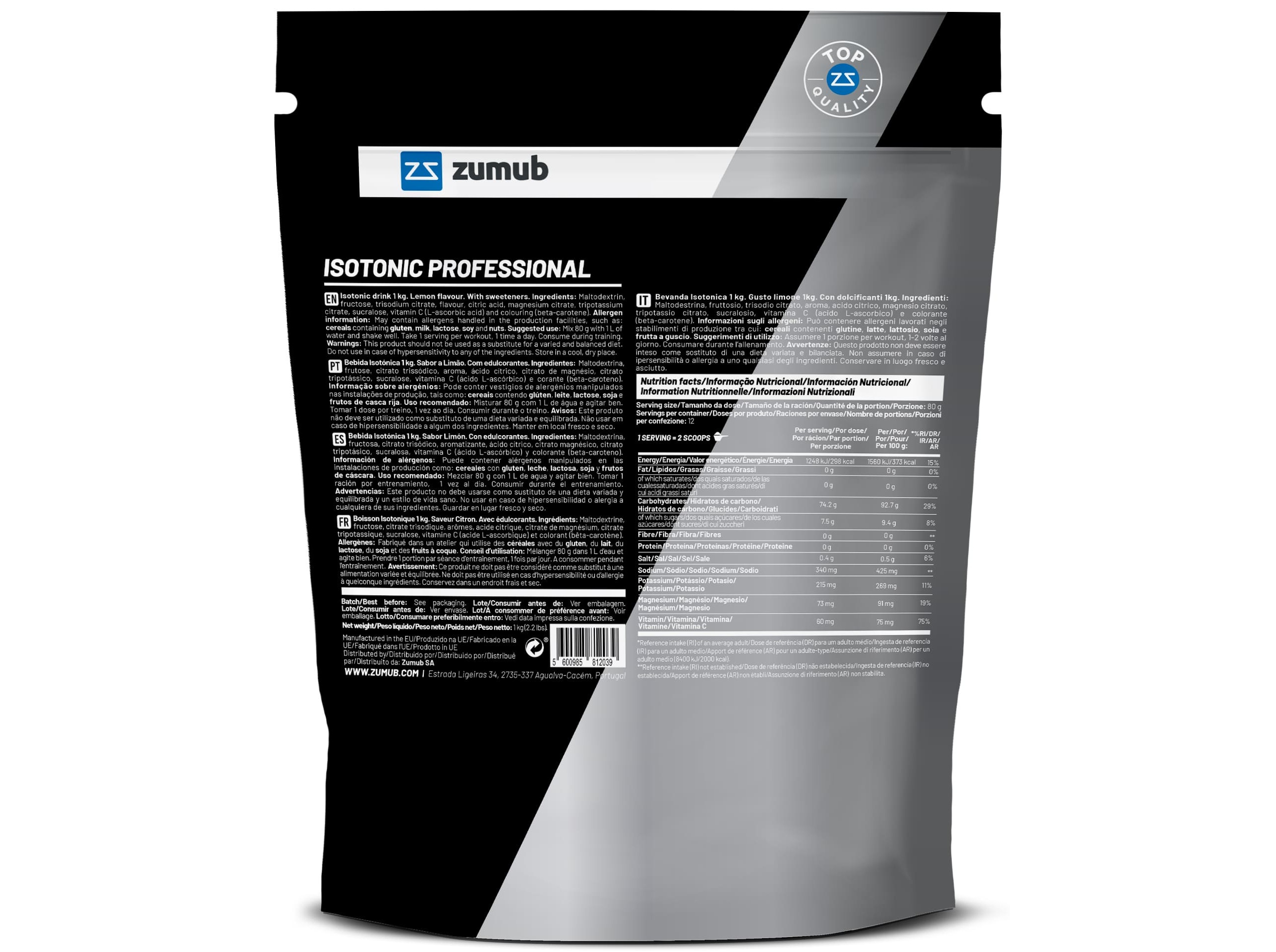 SUPLEMENTO ISOTONICO ZUMUB LIMÃO 1KG