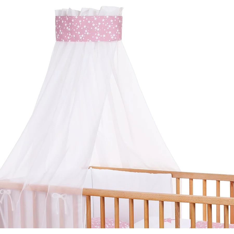 babybay® Kinderbetthimmel Piqué mit Band für Applikation Stern beere Sterne weiß