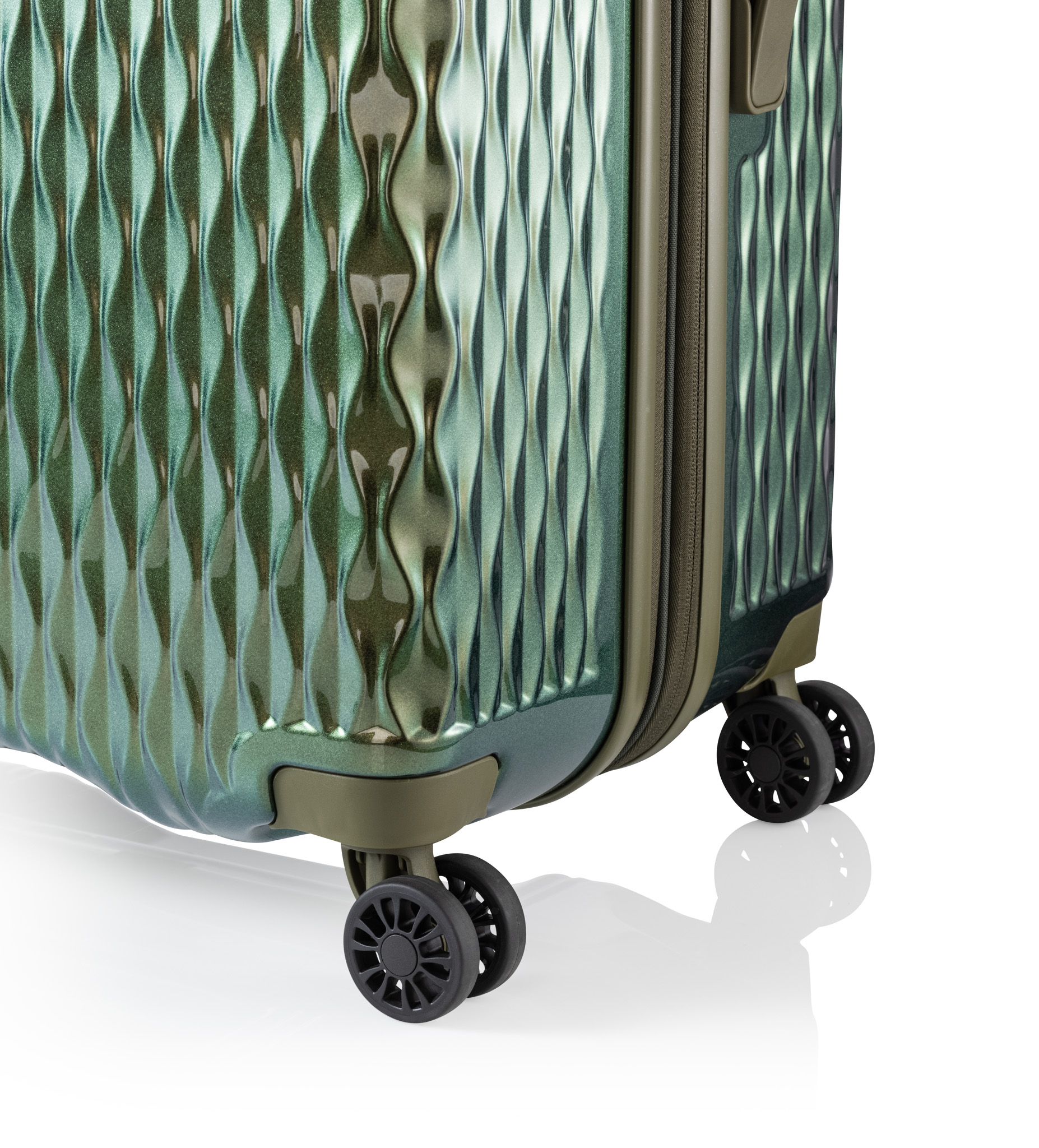 (Gr. L) 131L Flow Trolley Schalen Reisekoffer (9342GR) - Bronze Grün
