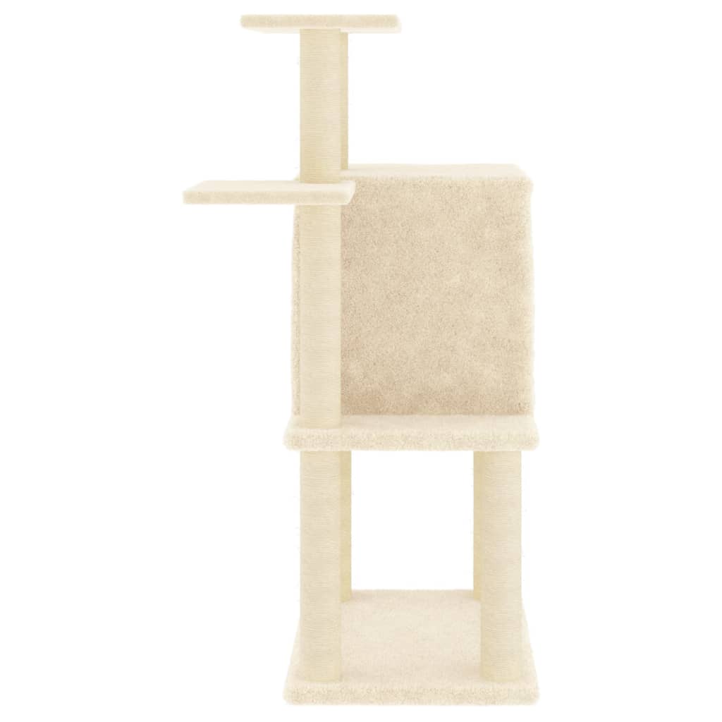 Arranhador para gatos vidaXL com postes de sisal, cor creme, 97 cm