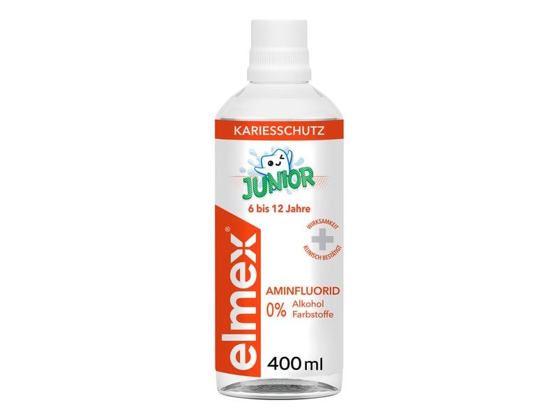 elmex Mundspülung Junior 6-12 Jahre 400 ml Mundwasser mit Kariesschutz für die neuen, bleibenden Zähne